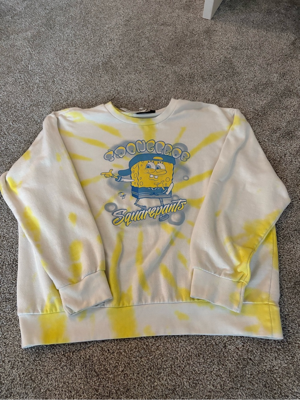 Nickelodeon SpongeBob Tie-Dye Crewneck in Yellow and Blue